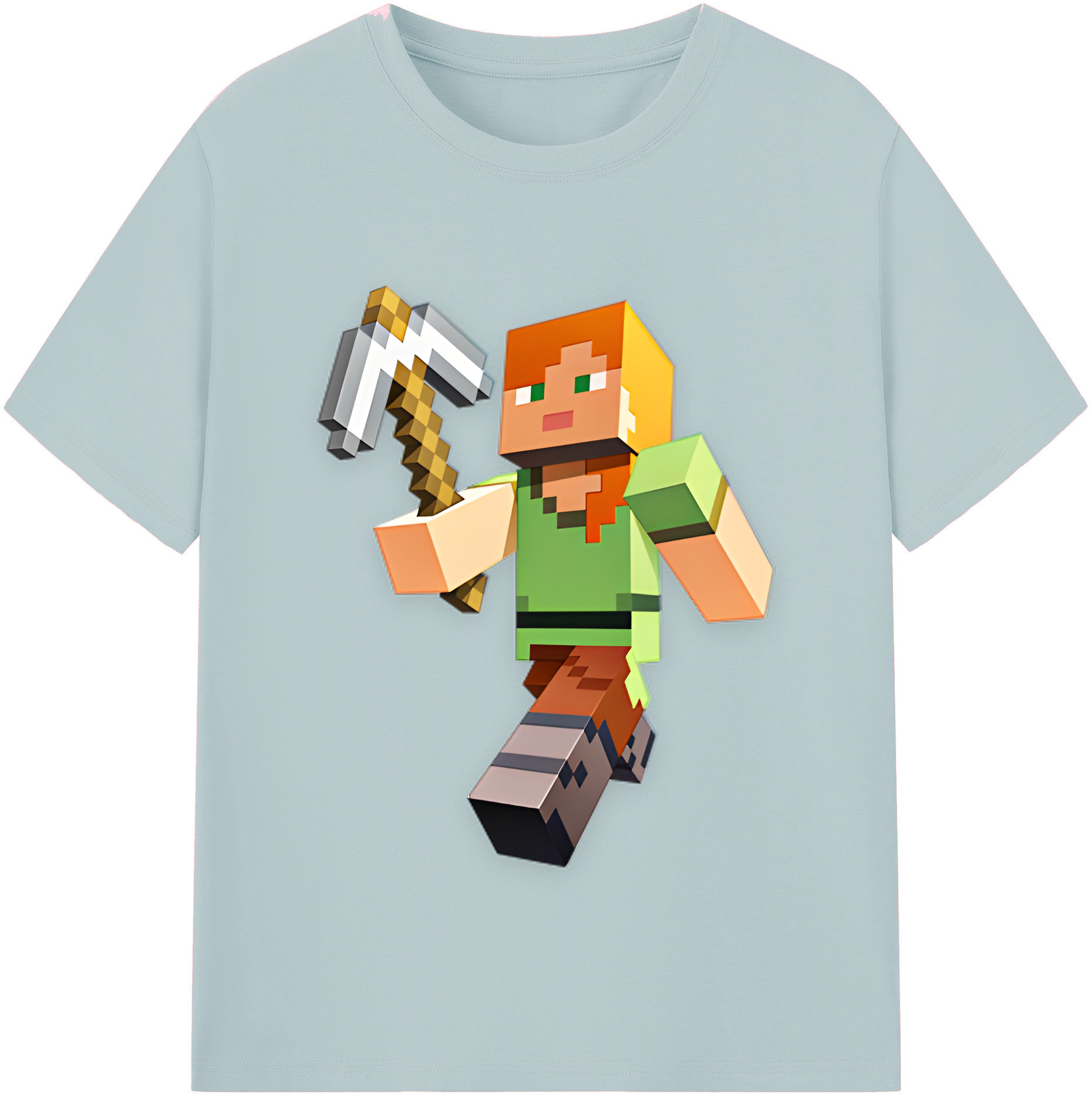 （画像用） マインクラフト ブロックの世界 Minecraft MC Block world 綿100％半袖Tシャツ（フロントプリント）